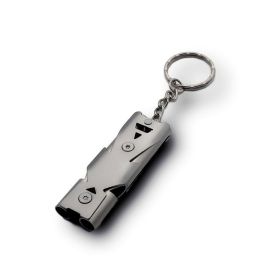 Stainless Whistle Double Tube Lifesaving Emergency SOS Outdoor Survival Whistle - Grey