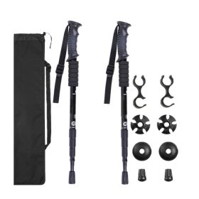 Sports & Outdoors Four-section Trekking Straight Trekking Poles  - Black - Trekking Poles