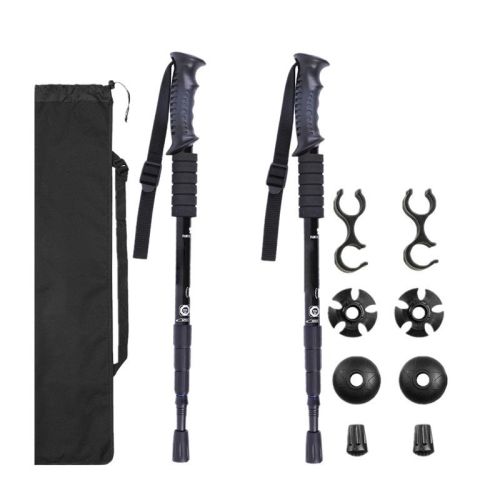 Sports & Outdoors Four-section Trekking Straight Trekking Poles  - Black - Trekking Poles