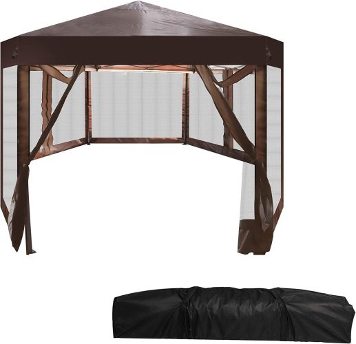 Outdoor Gazebo Patio Hexagonal Canopy Tent Sun Shade with Mosquito Netting and Carry Bag for Backyard Party - KM3498 Outdoor Gazebo Patio Hexagonal Canopy Tent Sun Shade with Mosquito Netting and Carry Bag for Backyard Party - KM3498