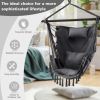 Hanging Rope Swing Chair with Soft Pillow and Cushions - Gray