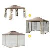 10 Feet x 10 Feet Awning Patio Screw-free Structure Canopy Tent - Dark brown