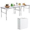 2 Pieces Folding Utility Table with Carrying Handle-White - white