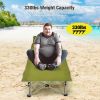 Folding Camping Cot with Side Storage Pocket Detachable Headrest - Green
